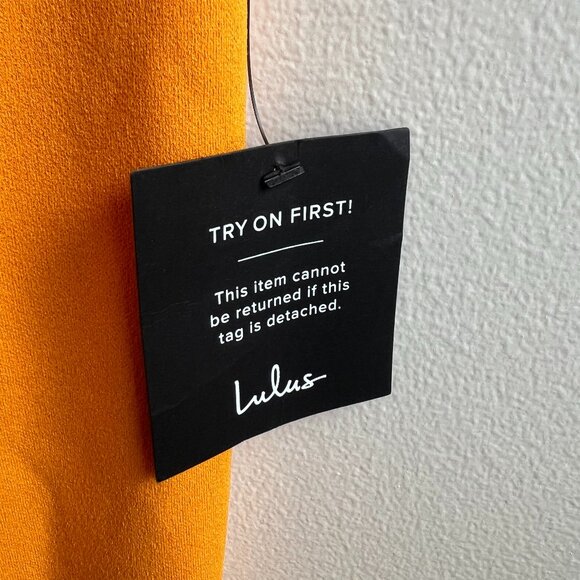 Lulus off shoulder orange midi dress - Picture 5 of 6